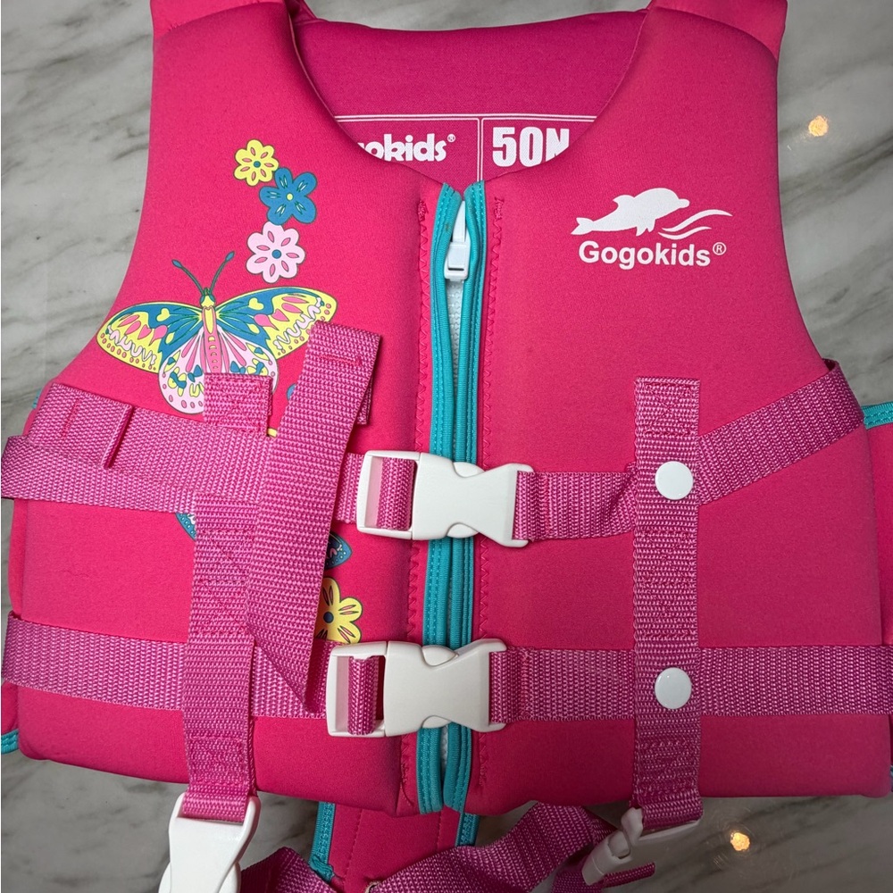 Gogokids Pink Life Vest with Butterfly Design